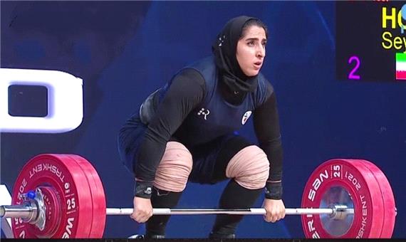 ویدئویی از لحظه مهار وزنه 100 کیلوگرمی توسط الهام حسینی