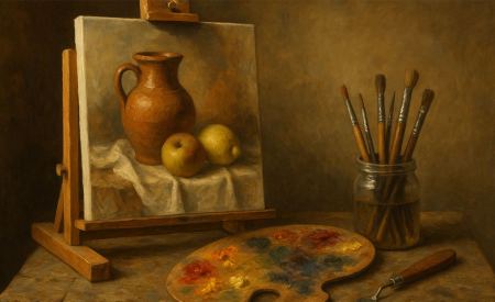 آموزش نقاشی با رنگ روغن روی بوم