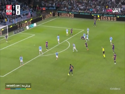 گل سوم بارسلونا به سلتاویگو توسط یامال