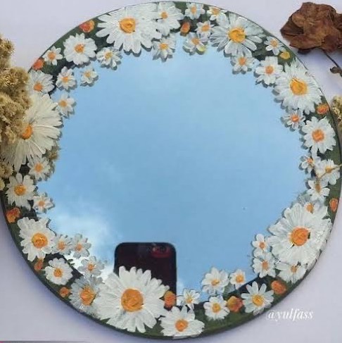 ایده خوشگل سازی آینه با رنگ اکرولیک